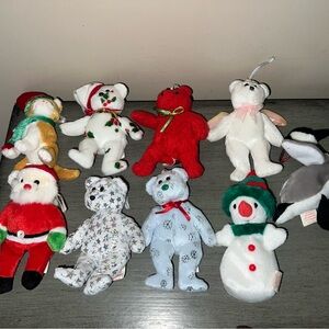 TY 9 beanie baby Christmas ornament lot NO tags